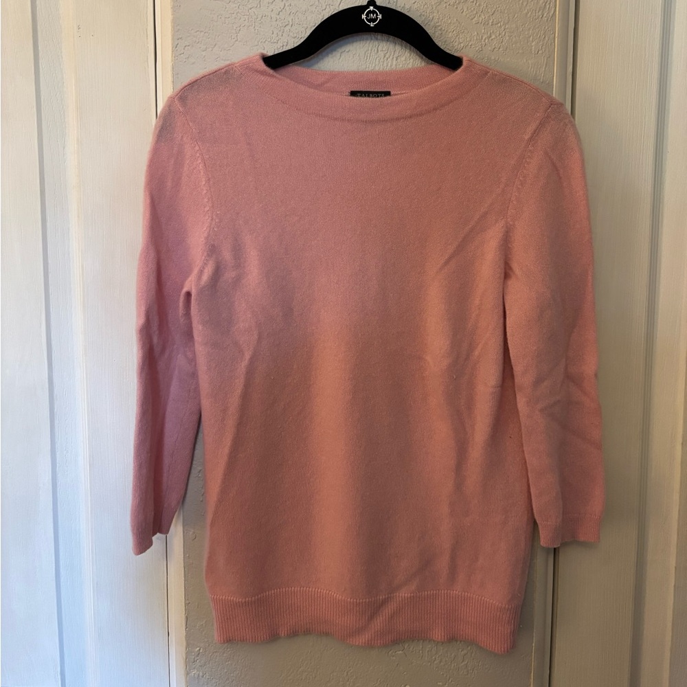 Talbots 100% Cashmere Baby Pink Audrey Sweater Size Medium Petite